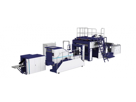 Máquina para fabricação de sacos de papel kraft com alças chatas dobradas
