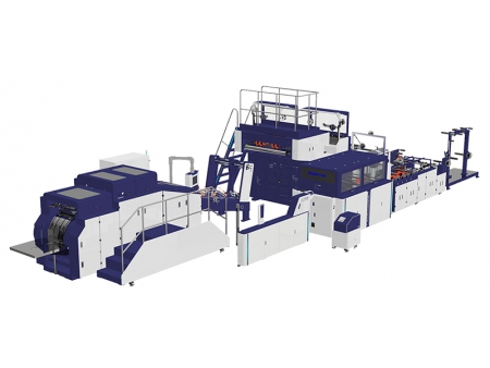 Máquina automática para fabricação de sacos de papel kraft com alças torcidas e alças chatas