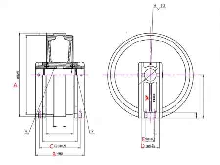Roda guia para escavadeira Volvo EC950
