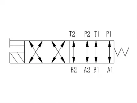 2 posições e 8 vias  Válvula direcional solenóide