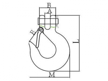 Gancho olhal deslizante com trava em aço carbono e aço de liga