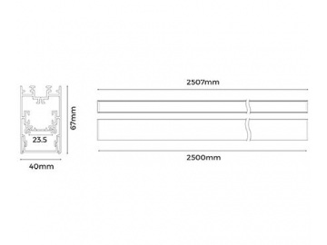 Perfil de alumínio para luminária LED linear  LS4067