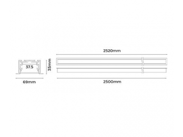 Perfil de alumínio para luminária LED linear embutida  LE6935