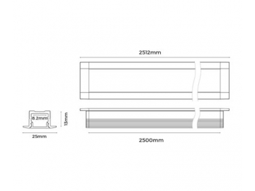 Perfil de alumínio para lâmpada LED linear embutida  LE2513