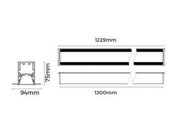 Perfil de alumínio para lâmpada LED linear de alumínio para interiores  LR50