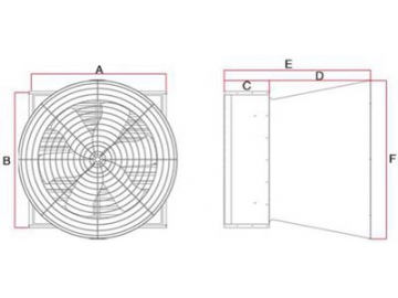 Exaustor axial com persiana, Modelo DJF(T)