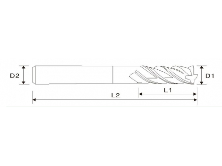 Fresa de extremidade  quadrada, de comprimento longo EMA04 (4 estrias)