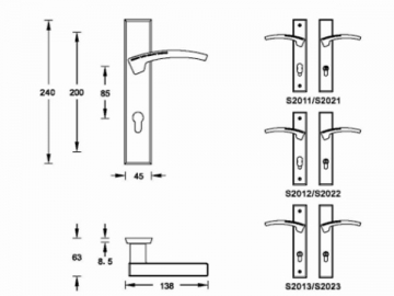 Fechadura de porta em liga de zinco H33188-BI