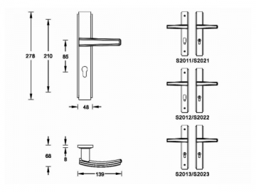 Fechadura de porta em liga de zinco H74186-BI