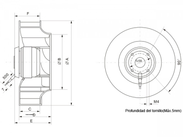 Ventilador Centrífugo com Pás Curvadas para trás para Sistemas de Refrigeração e Ventilação em Condutas