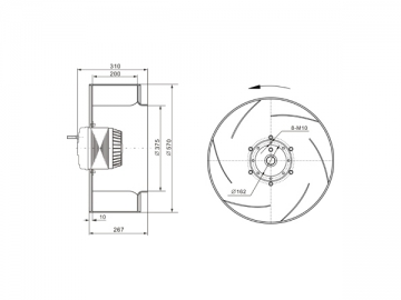 Ventilador Centrífugo com Pás Curvadas para trás para Máquina de Módulo de Ar Condicionado