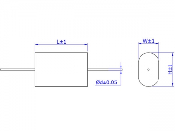 Capacitor de polipropileno metalizado CBB20, plano e axial