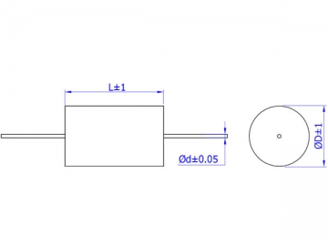 Capacitor de polipropileno metalizado CBB20, redondo e axial