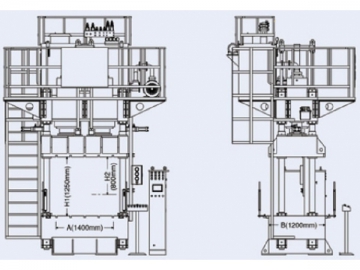 Prensa hidráulica com quarto-colunas