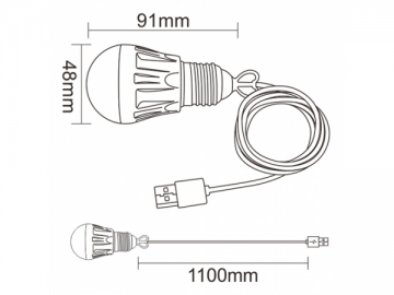 Lâmpada bulbo LED acionada por USB