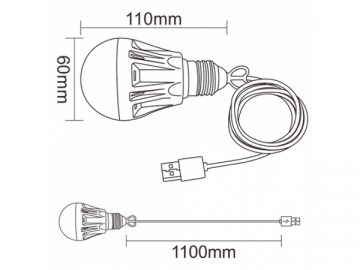 Lâmpada bulbo LED acionada por USB