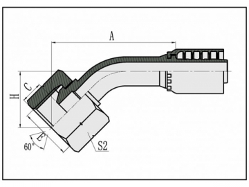 União de assento cônico 60°BSP