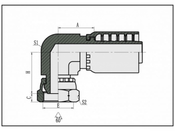 União de assento cônico 60°BSP