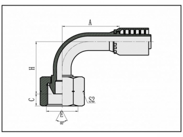 União de assento cônico 60°BSP