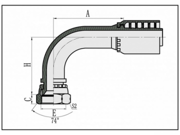 Adaptador cônico 74°JIC