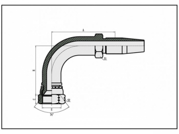 Assento cônico 74°fêmea JIC 26798D-R5 90°