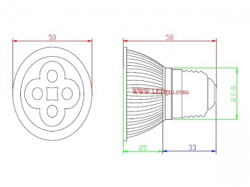 Refletor LED embutido GU10 4W