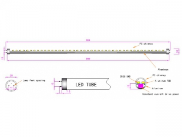 Lâmpada fluorescente LED T10 900mm